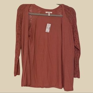 Maurices Crochet Sleeved Pink Sweater